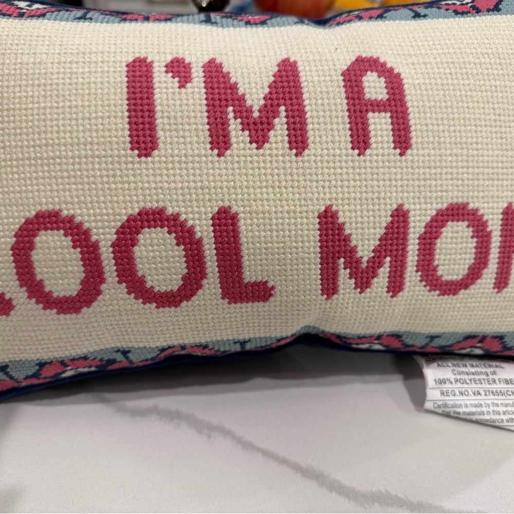 Cool Mom Accent Pillow - Pink and Cream